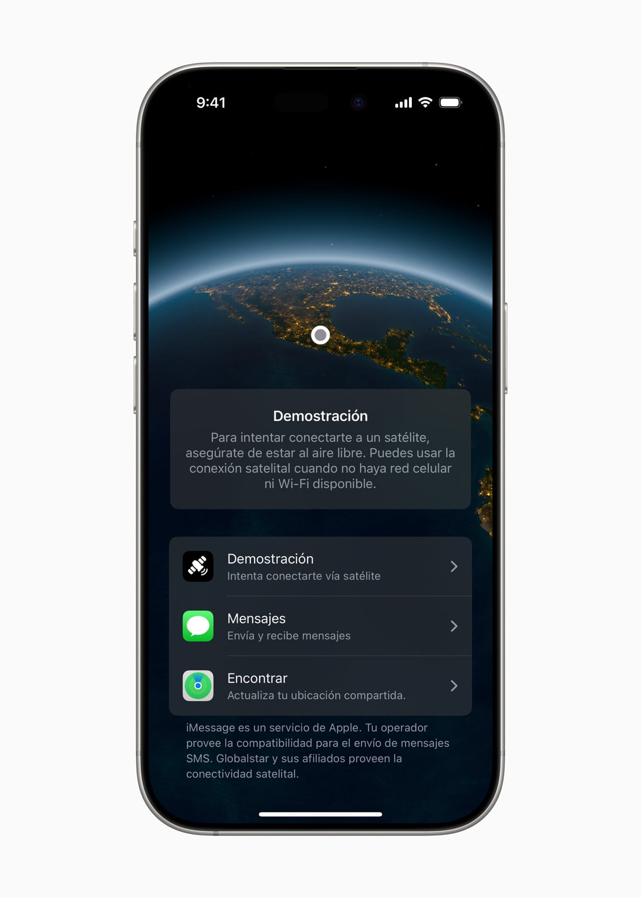 Mensajes vía satélite en iPhone