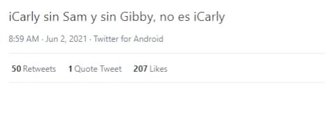 Tweet sobre ausencia de Sam y Gibby