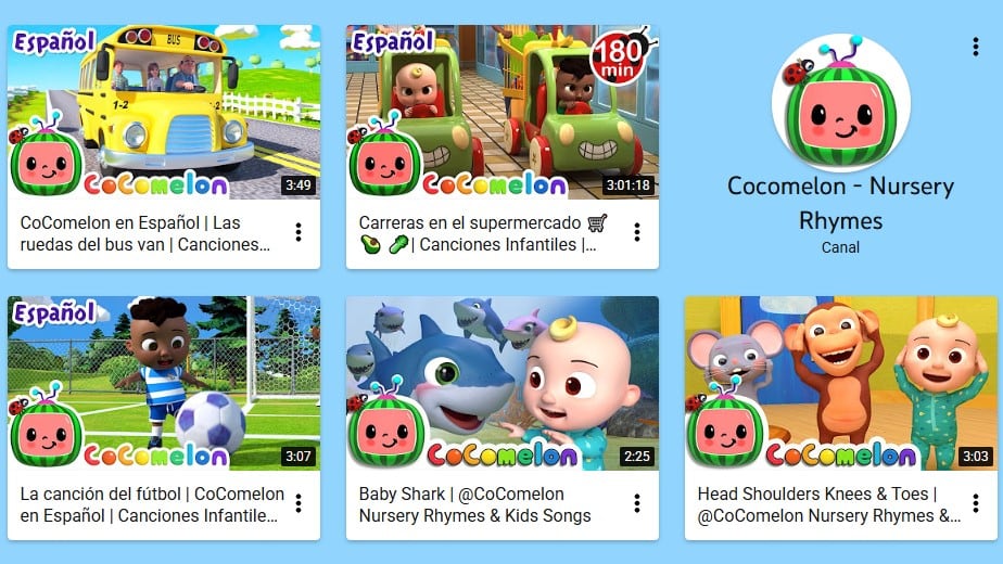 Canales más vistos de YouTube Kids en español
