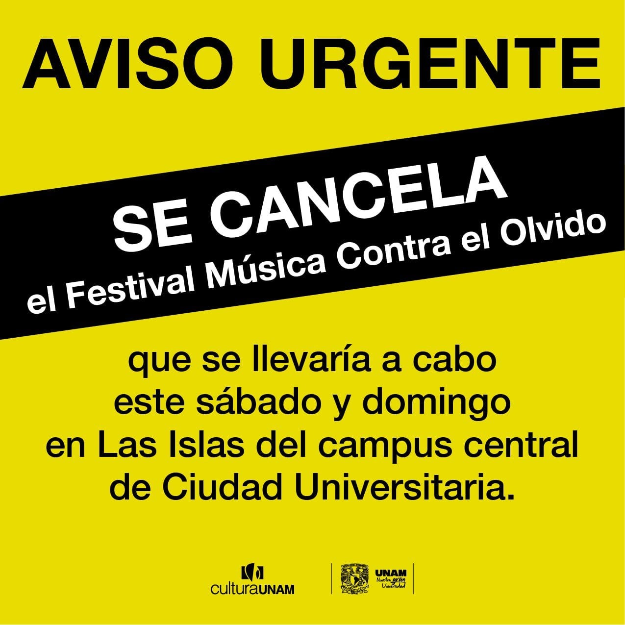 Cancelan Festival Música contra el Olvido