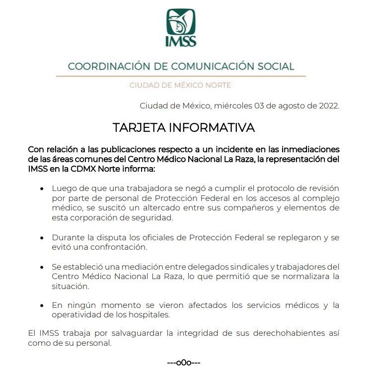 Trabajadores del Hospital La Raza se enfrentan a Policías Federales