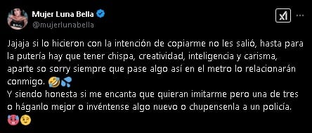 Luna Bella habla sobre sus "imitadoras" del Metro CDMX.