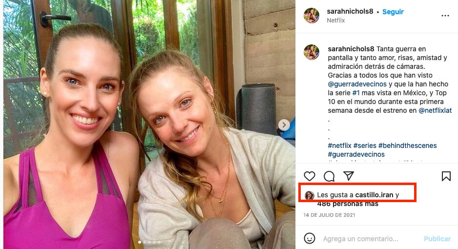 Irán Castillo da 'like' a foto de Sarah Nichols con Ana Layevska.