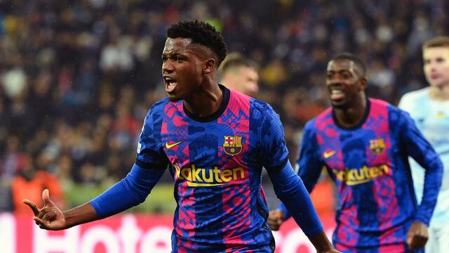 Ansu Fati celebra un gol con el FC Barcelona