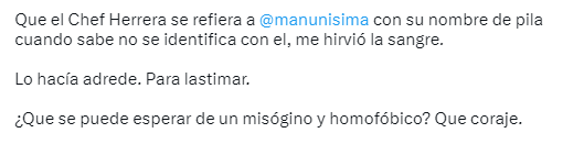 Critican al Chef Herrera por sus palabras en MasterChef Celebrity 2023 por Manu NNa.