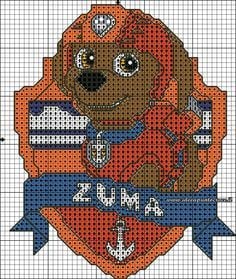 Zuma de Paw Patrol en punto de cruz