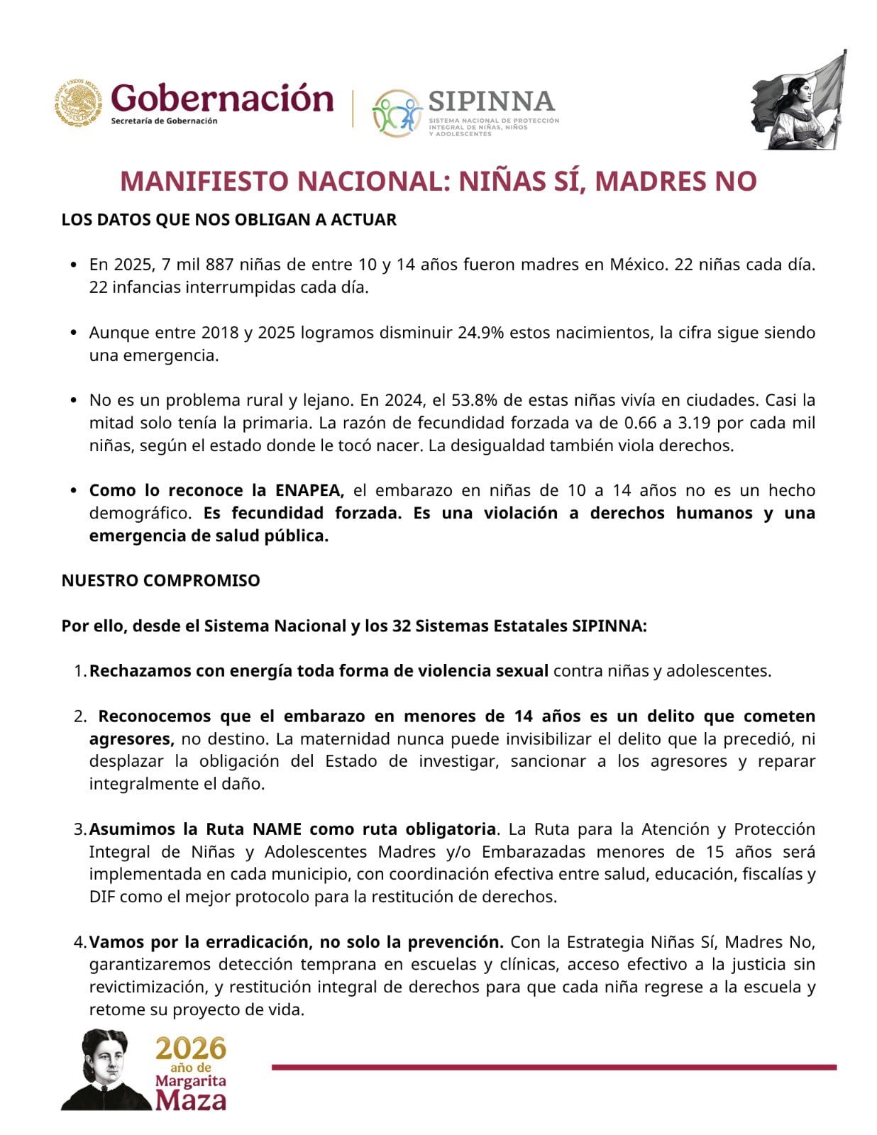 7 mil 887 niñas fueron madres en México durante 2025