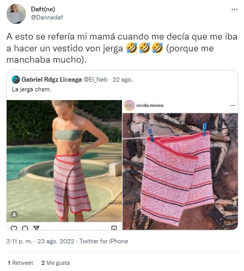 Memes por falda de jerga que se vende en más de 2 mil pesos