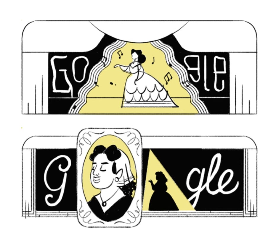 Ángela Peralta en el doodle de Google