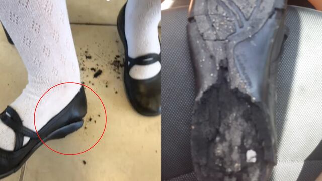 Zapato que se derritió con el calor