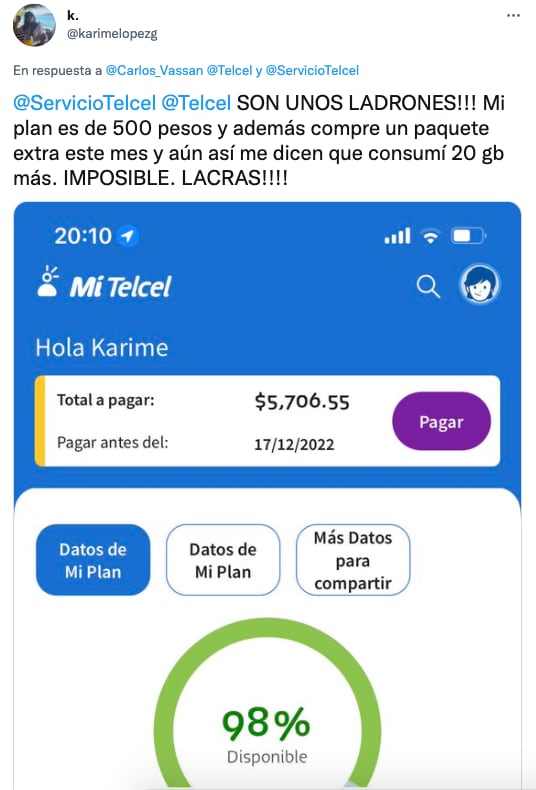 Usuarios de Telcel exhiben cobros exorbitantes por parte de la empresa