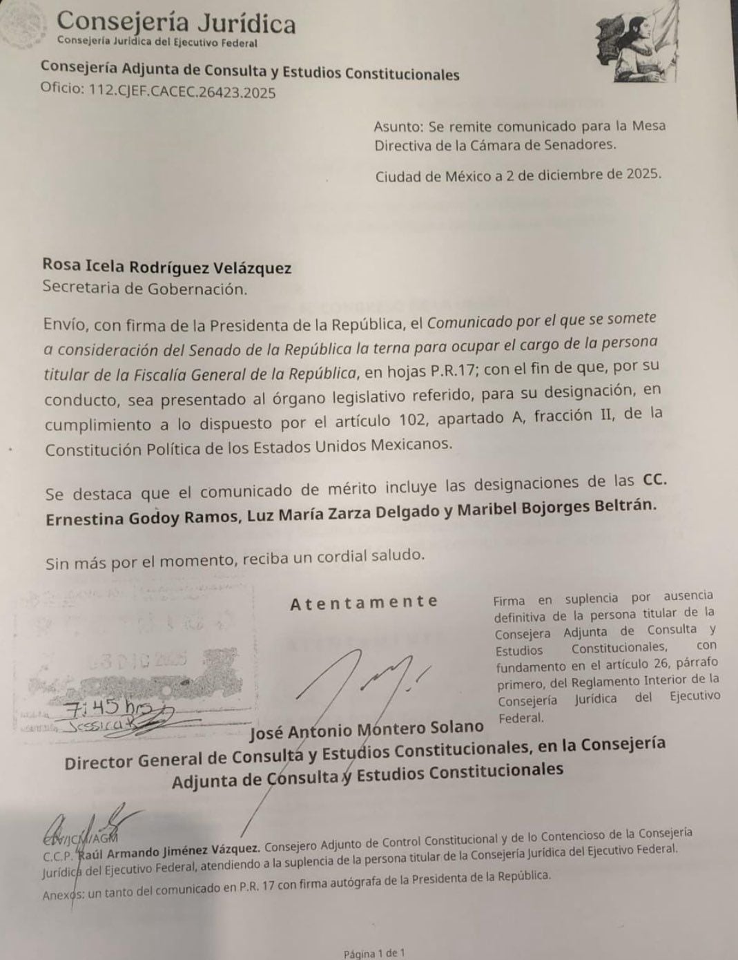 Terna de Claudia Sheinbaum a la FGR