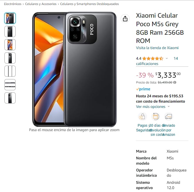 Xiaomi POCO M5s precio en Amazon
