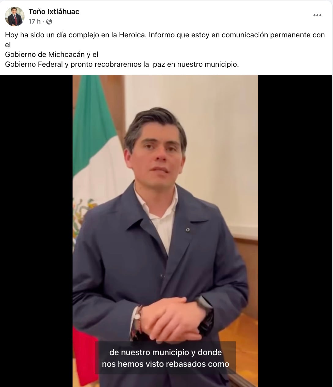 Alcalde de Zitácuaro sobre jornada de violencia del jueves 19 de junio.