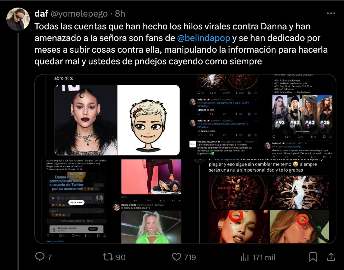 Belinda terminó involucrada en el pleito de Danna Poala por su fandom tóxico