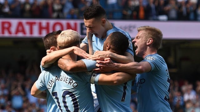 Manchester City celebra el único tanto del partido.