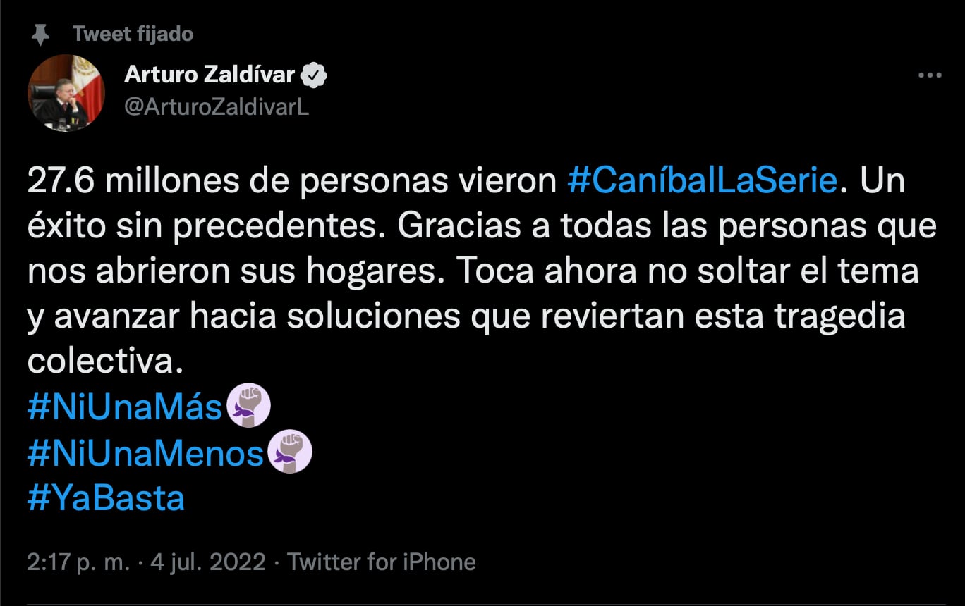 ‘Caníbal, indignación total’ tuvo 27.6 millones de espectadores: Arturo Saldívar
