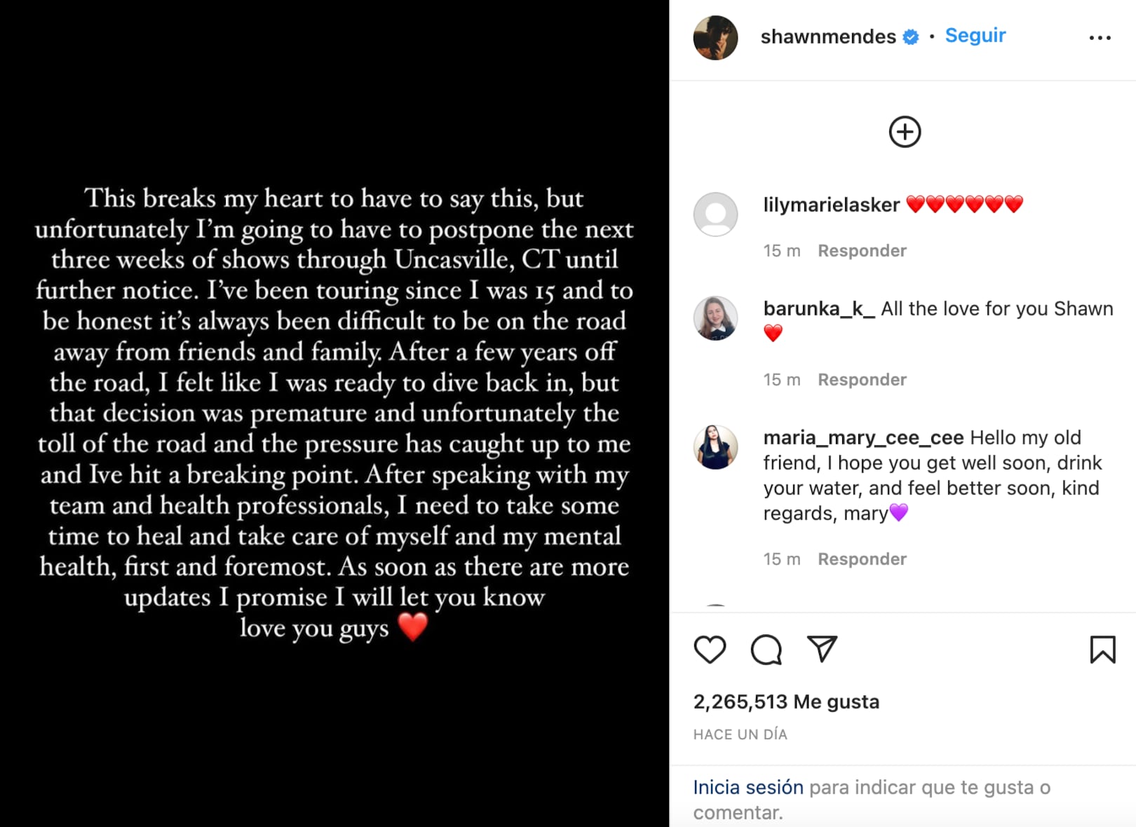 Shawn Mendes anuncia la cancelación de su gira por problemas de salud mental