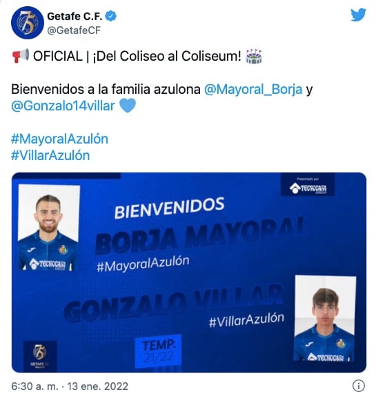 Borja Mayoral es nuevo delantero del Getafe CF