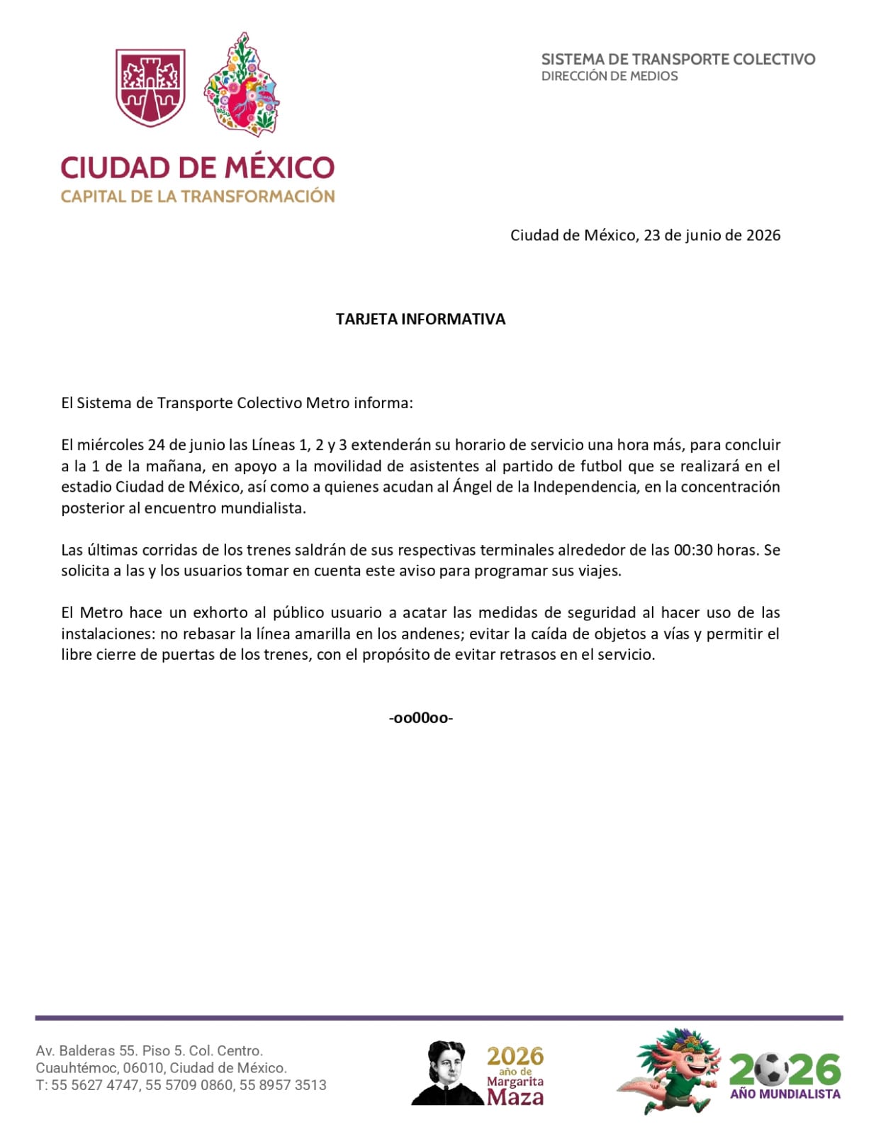 Tres líneas del Metro CDMX ampliarán su horario