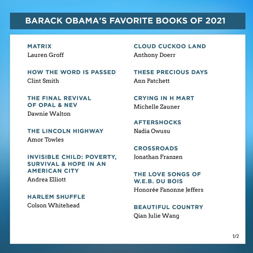 Estos fueron los libros favoritos de Barack Obama en 2021