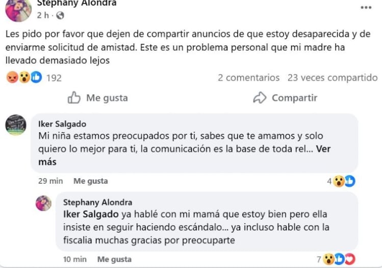 Stephanye Contreras desmiente estar desaparecida