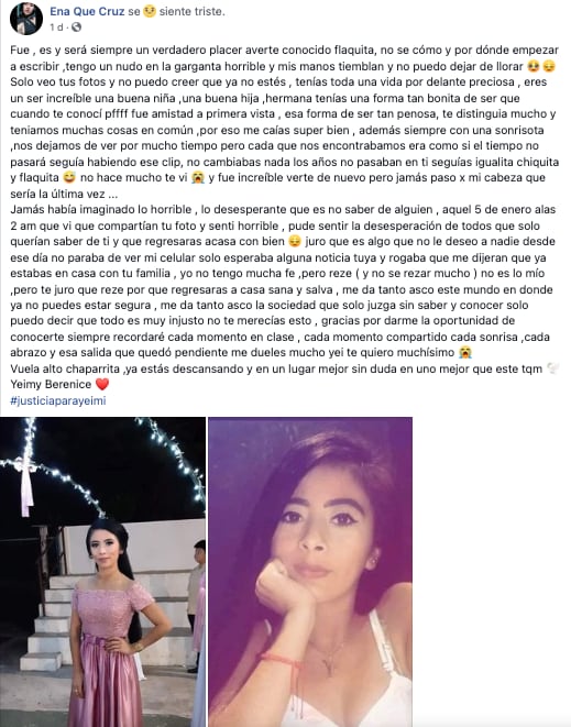 Feminicidio de Yeimy Berenice en Mérida, Yucatán causa conmoción