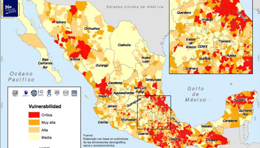 Municipios con mayor vulnerabilidad ante Covid-19.