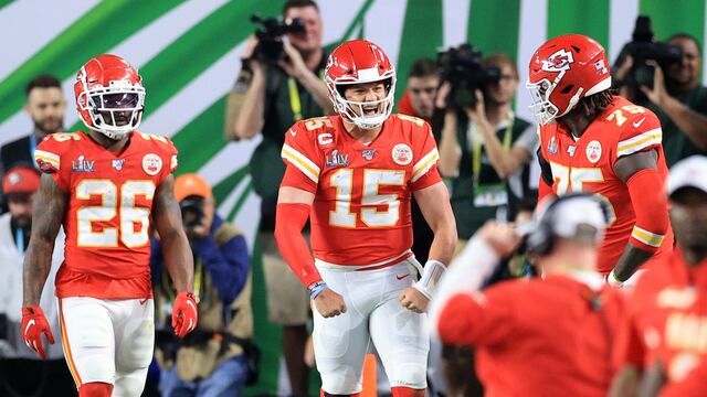 Mahomes celebra su primer TD en un Super Bowl