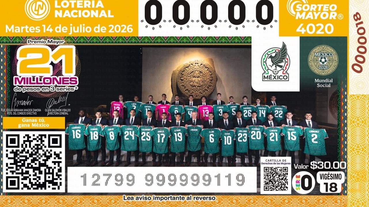 Lotería Nacional lanza billete de la Selección Mexicana rumbo al Mundial 2026