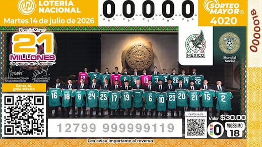 Lotería Nacional lanza billete de la Selección Mexicana rumbo al Mundial 2026