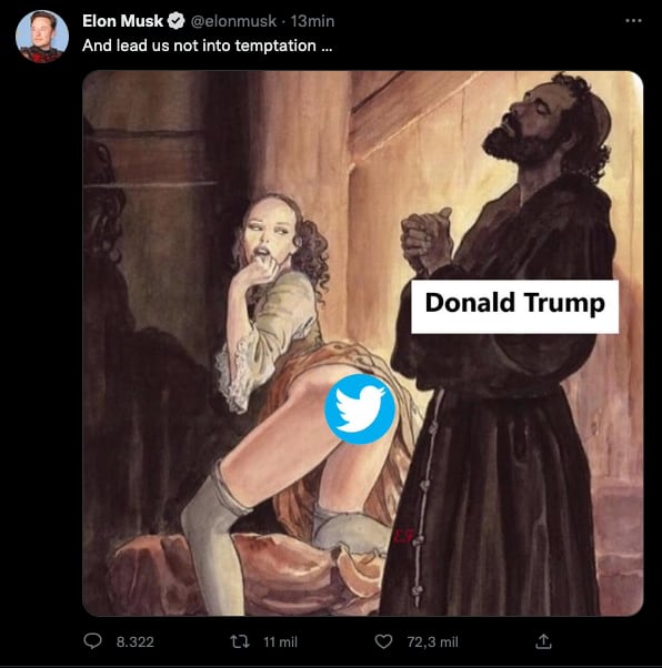Elon Musk se burla de Donald Trump por no regresar a Twitter.