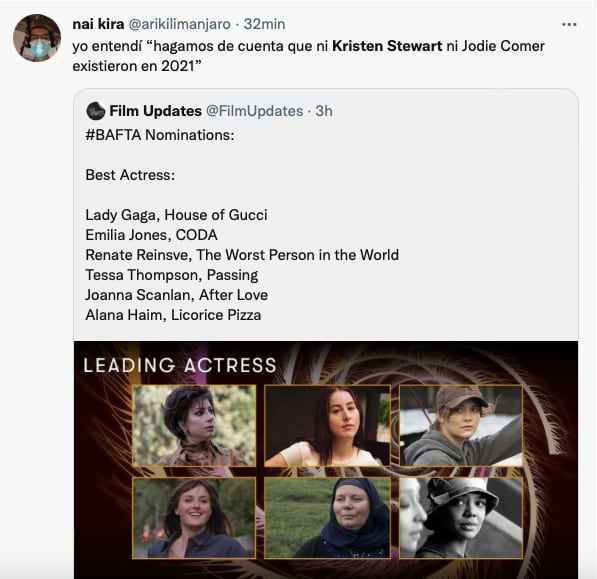 Kristen Stewart vuelve a ser tendencia ahora tras no haber sido nominada a los BAFTA 2022