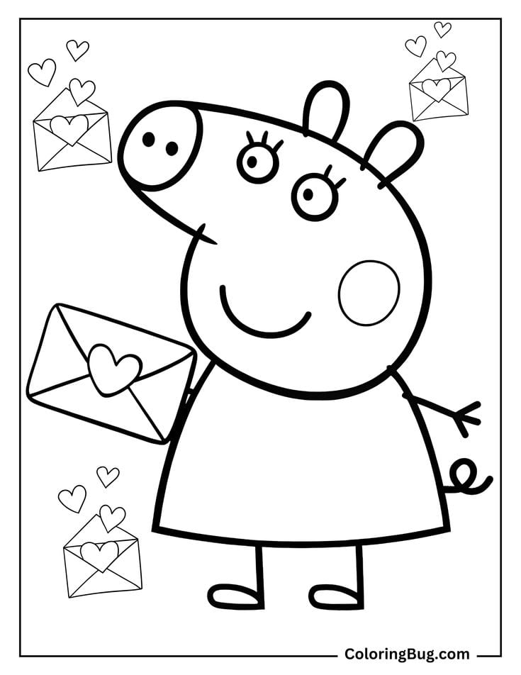 Dibujos de Peppa Pig de graduación para colorear