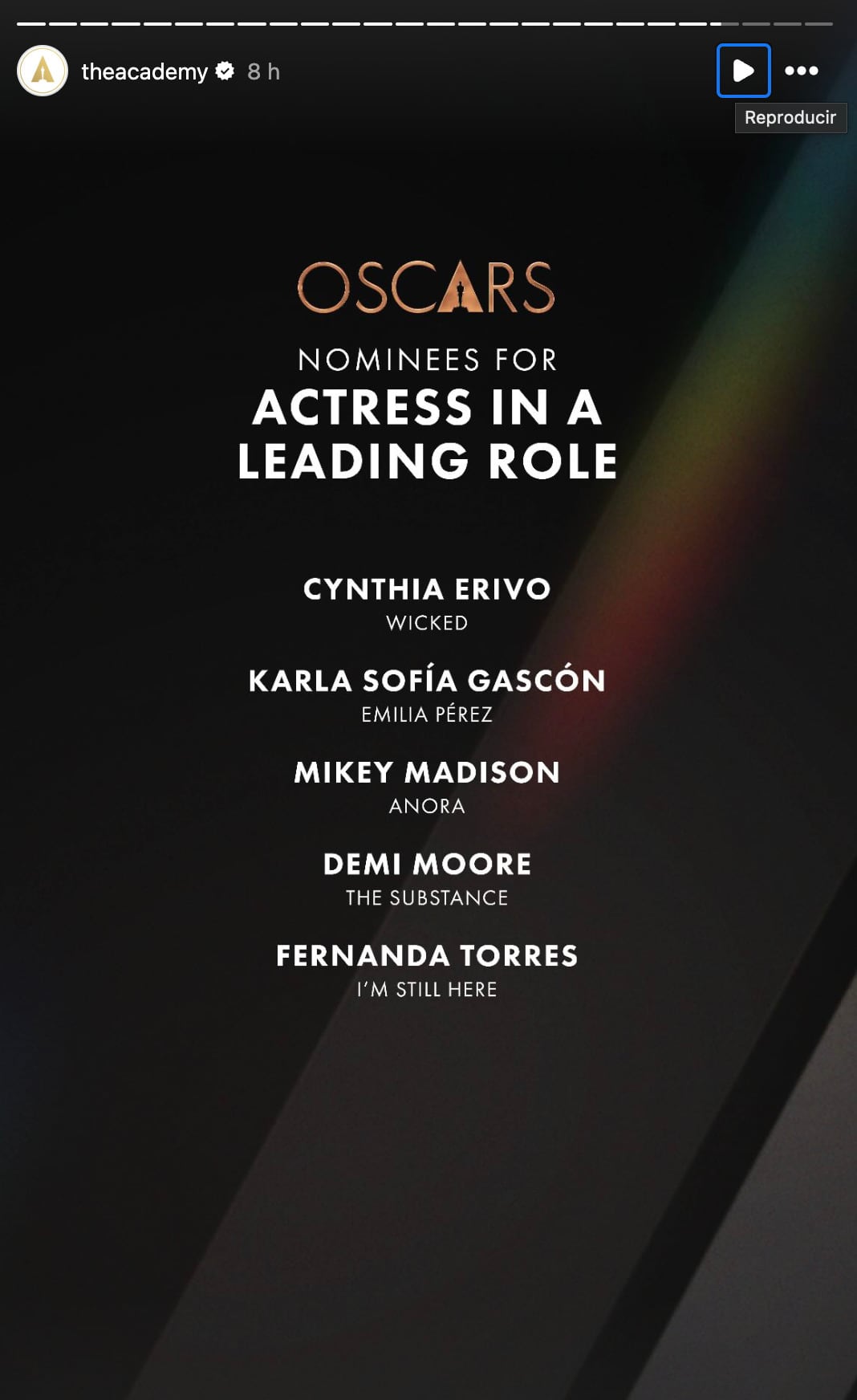 Demi Moore está nominada a Mejor Actriz en los Premios Oscar 2025