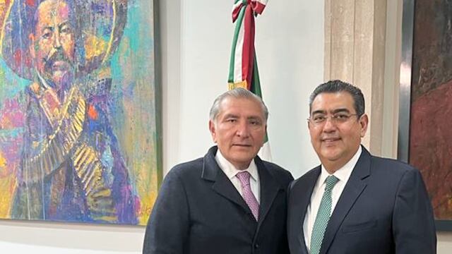 Sergio Salomón Céspedes, gobernador de Puebla, se reúne con Adán Augusto López