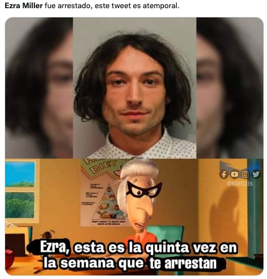 Memes de Ezra Miller y su segundo arresto
