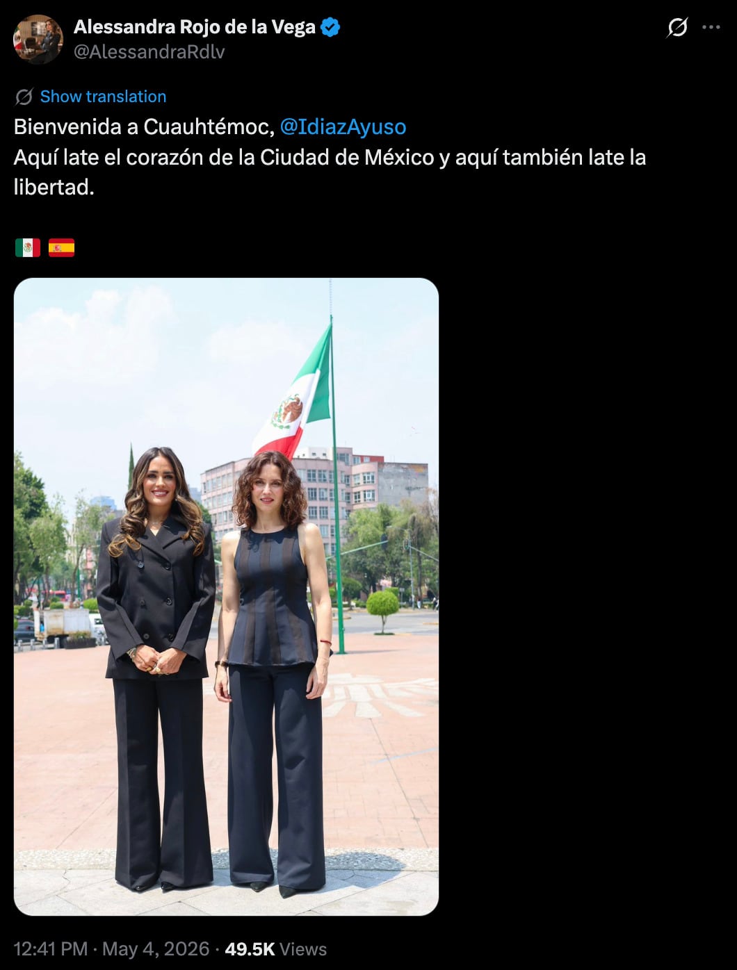 Alessandra Rojo de la Vega recibe a Díaz Ayuso en alcaldía Cuauhtémoc