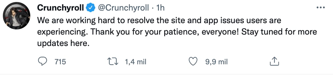 Caída de Crunchyroll por estreno de 'Attack on Titan'