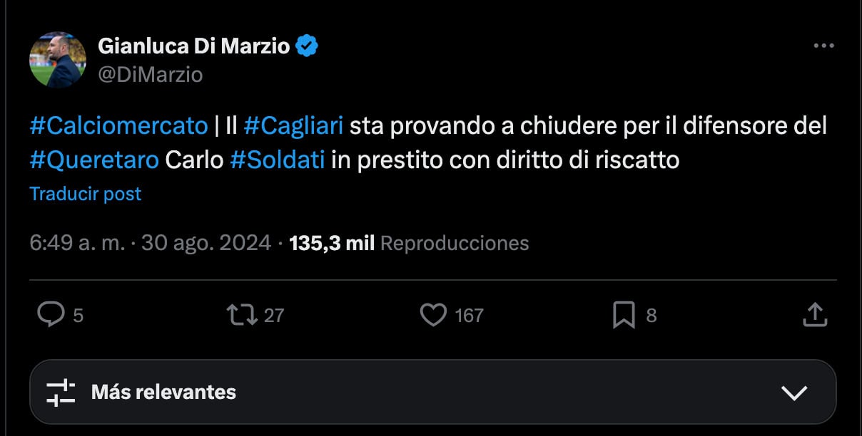 Reportes desde Italia sobre Carlo Soldati.
