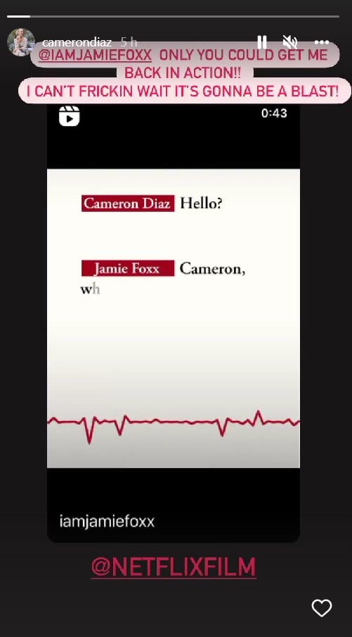 Historia de Cameron Diaz en Instagram