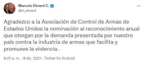 Tuit de Marcelo Ebrard