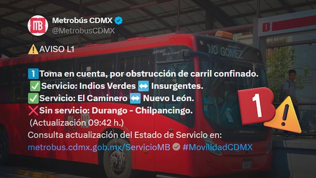 Suspenden servicio en Línea 1 del Metrobús CDMX; estas estaciones están afectadas