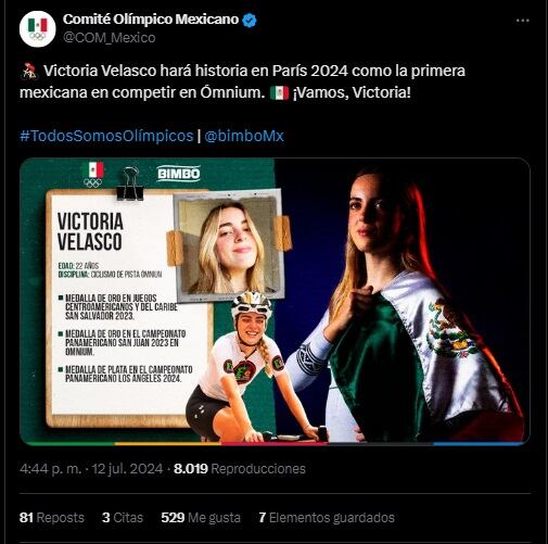 Victoria Velasco debuta en París 2024.