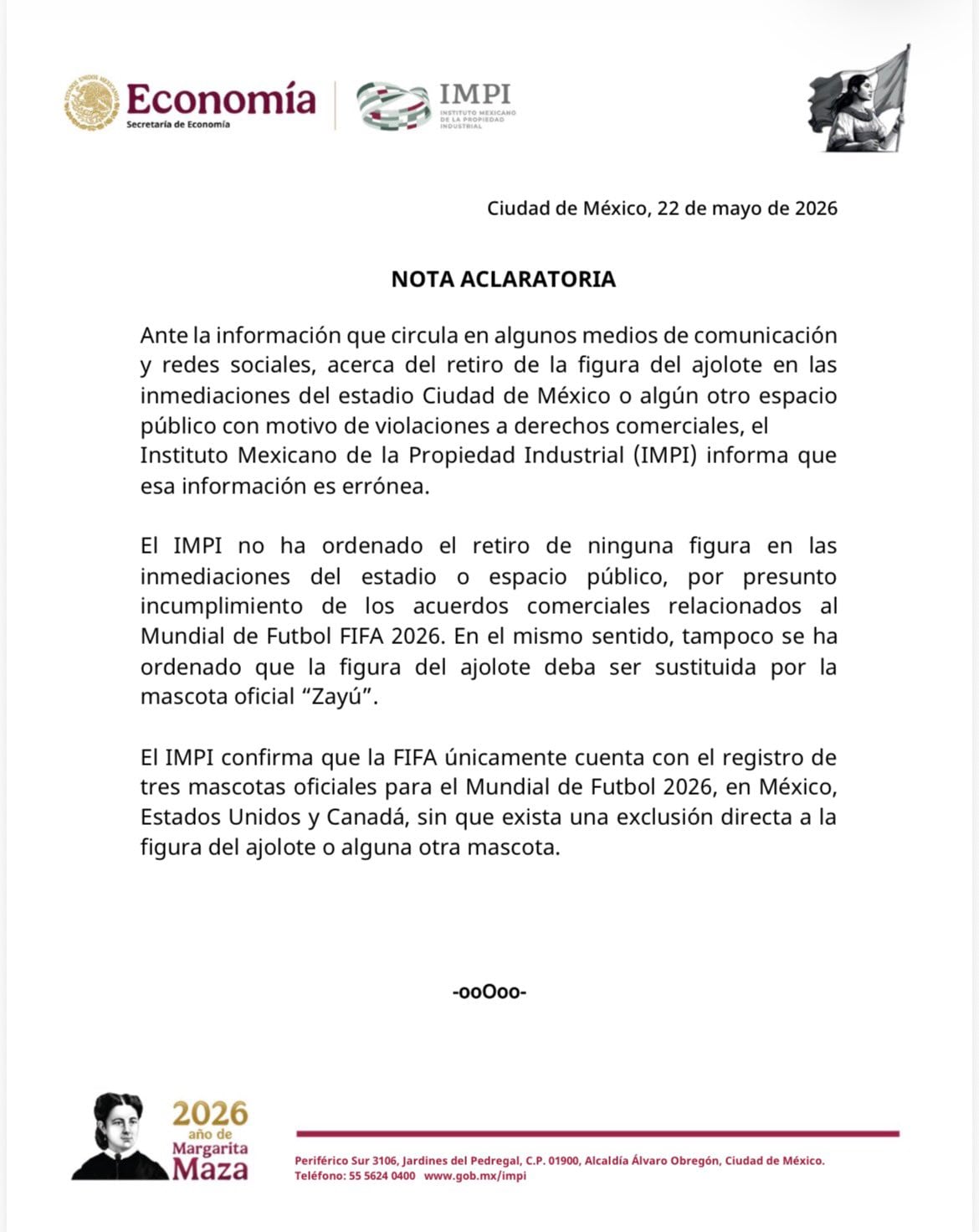 IMPI rechaza que FIFA ordenara retirar ajolote del Estadio Banorte
