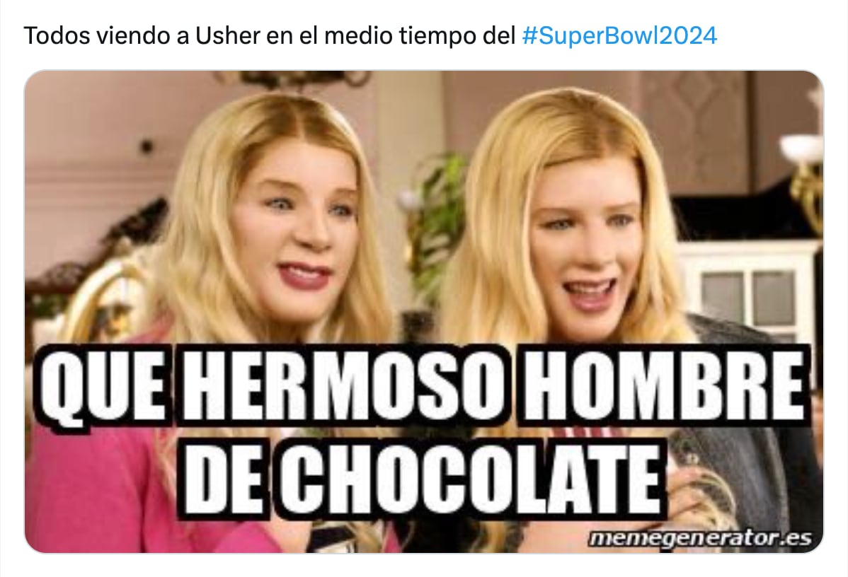 Meme de Usher en el show de medio tiempo del Super Bowl 2024