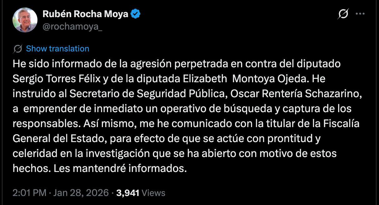 Balacera en sede de Movimiento Ciudadano en Culiacán