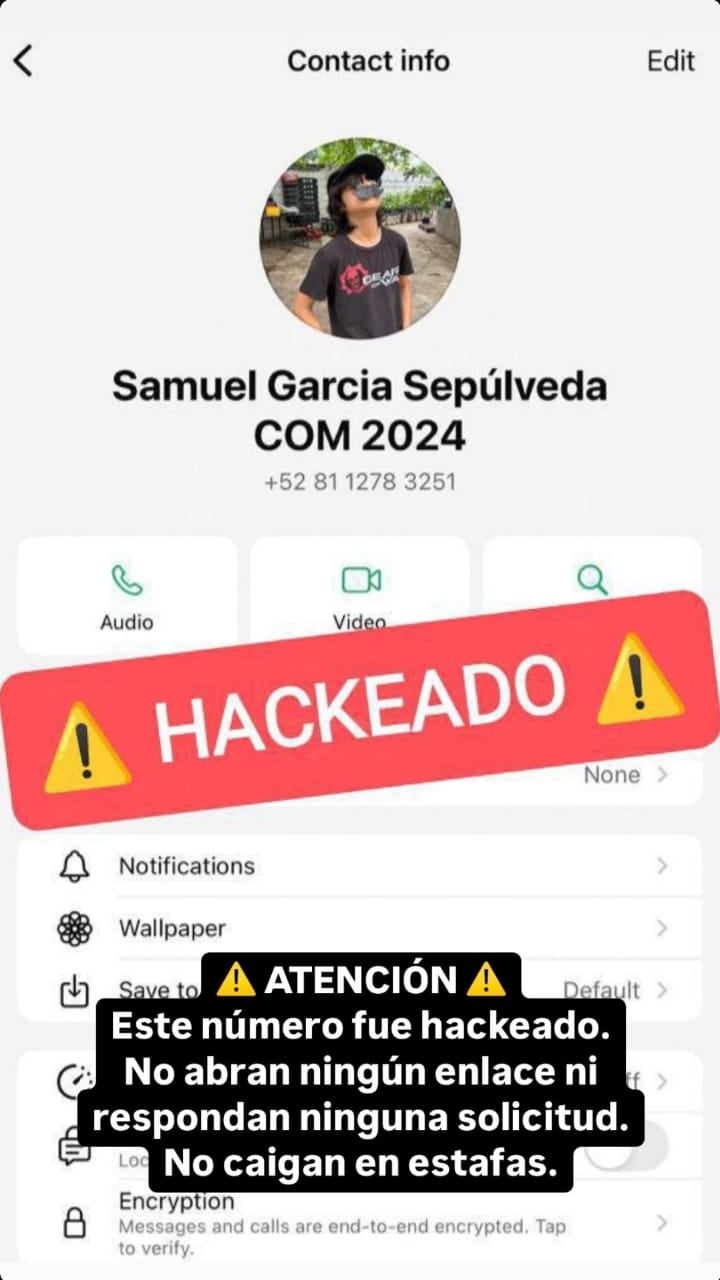 Mensaje de Samuel García sobre el hackeo de su celular.