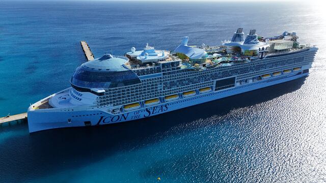 El crucero Icon of the Seas, el más grande del mundo, arribó a Mahahual este martes 6 de enero 2024