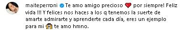 Maite Perroni deja felicitación a Christian Chávez.